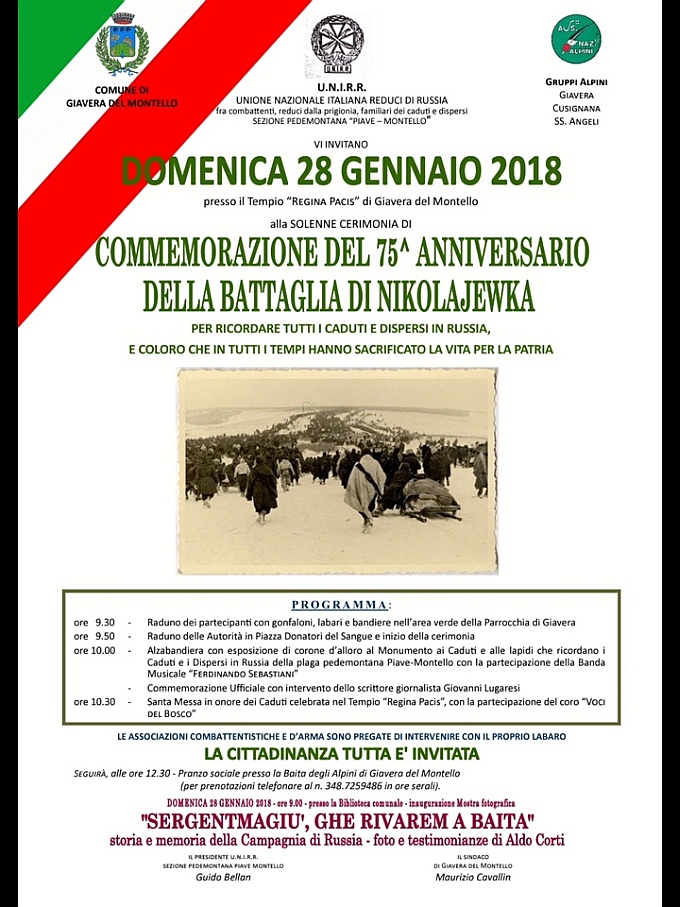 Giavera Montello cerimonia 28 01 2018 locandina