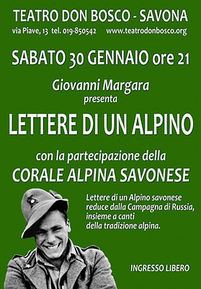 Locandina Lettere di un alpino 30.01.2016 Savona