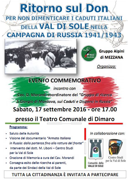 Locandina incontro Domenico Morandi Dimaro 17.09 2016