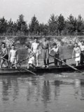 1940 Alfianello (BS) Sul fiume Oglio Barca pontieri remi - 04